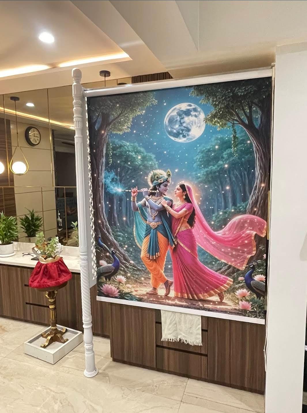 Floral roller blinds installed in Pune home